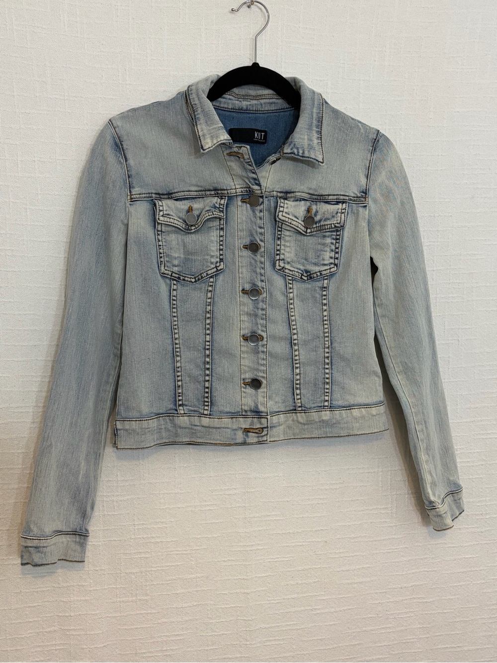 KUT Women's Helena Jacket Light Wash w/ Pockets Collared Size S